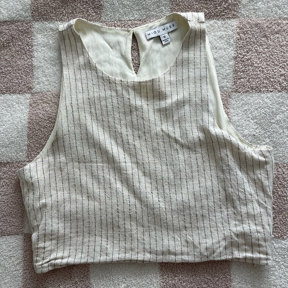 Miou muse Cropped linen tank